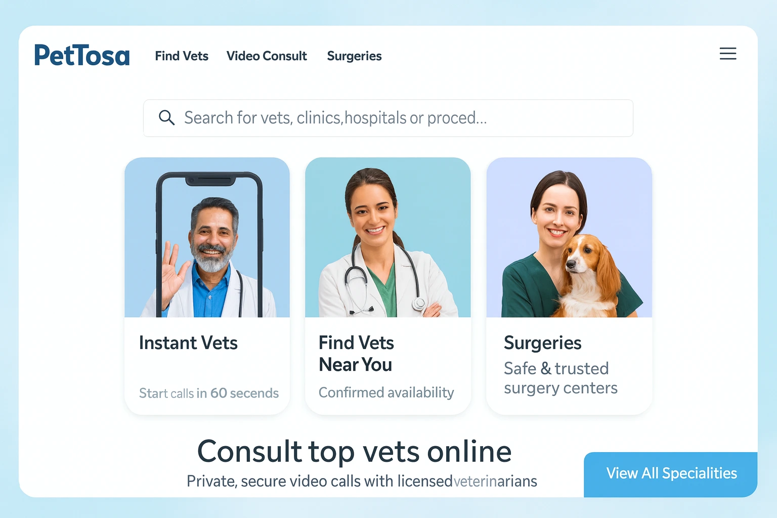 PetTosa pet health: vet examining a dog in bright clinic